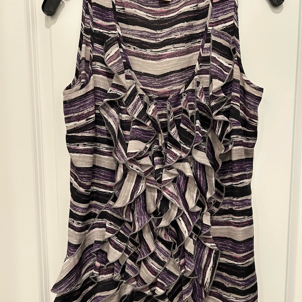 Michael Kors Purple and Black Striped Top